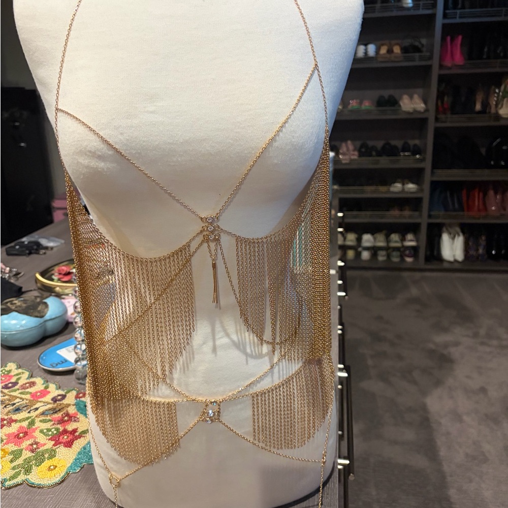 Honey Bridgette “ MAKARA” Gold Chain Fringe - Women lingerie S/M Sold out ! - Picture 4 of 7